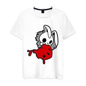 Мужская футболка хлопок с принтом Злой зайчик в Петрозаводске, 100% хлопок | прямой крой, круглый вырез горловины, длина до линии бедер, слегка спущенное плечо. | животные | зайка | злой зайчик | прикольные картинки | сердце