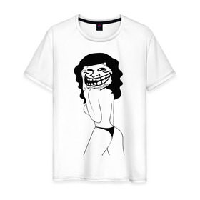 Мужская футболка хлопок с принтом sexy trollface в Петрозаводске, 100% хлопок | прямой крой, круглый вырез горловины, длина до линии бедер, слегка спущенное плечо. | trollface | интернет приколы | мемы