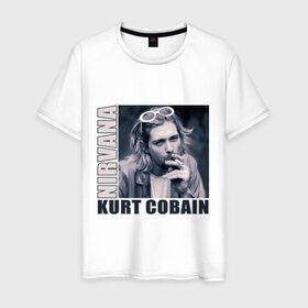 Мужская футболка хлопок с принтом Nirvana- Kurt Cobain в Петрозаводске, 100% хлопок | прямой крой, круглый вырез горловины, длина до линии бедер, слегка спущенное плечо. | kurt cobain | nirvana | группы | курт кобейн | музыка | музыкальные группы. курт | нирвана