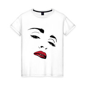 Женская футболка хлопок с принтом Мадонна в Петрозаводске, 100% хлопок | прямой крой, круглый вырез горловины, длина до линии бедер, слегка спущенное плечо | madona | madonna | лицо | мадона | мадонна | музыка | певица | портрет