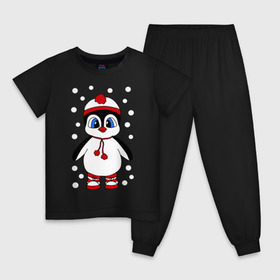 Детская пижама хлопок с принтом Пингвин в снегу в Петрозаводске, 100% хлопок |  брюки и футболка прямого кроя, без карманов, на брюках мягкая резинка на поясе и по низу штанин
 | пингвин