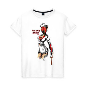 Женская футболка хлопок с принтом Silent Hill (медсестра) в Петрозаводске, 100% хлопок | прямой крой, круглый вырез горловины, длина до линии бедер, слегка спущенное плечо | silent hill | кино | медсестра | мультфильмы и тв | сайлент хилл | сайллент хил