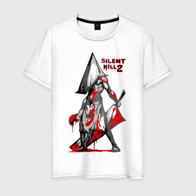 Мужская футболка хлопок с принтом Silent Hill (палач) в Петрозаводске, 100% хлопок | прямой крой, круглый вырез горловины, длина до линии бедер, слегка спущенное плечо. | кино | кровь | сайлент хилл | топор | ужастик | ужасы | фильм