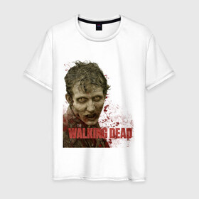 Мужская футболка хлопок с принтом Walking dead зомби в Петрозаводске, 100% хлопок | прямой крой, круглый вырез горловины, длина до линии бедер, слегка спущенное плечо. | 