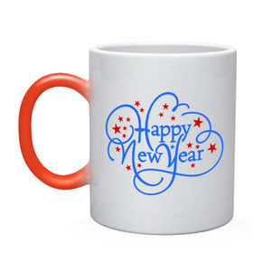 Кружка хамелеон с принтом Happy New Year! в Петрозаводске, керамика | меняет цвет при нагревании, емкость 330 мл | 2013 | happy new year | new year | ny | год змеи | новый год | новый год 2013