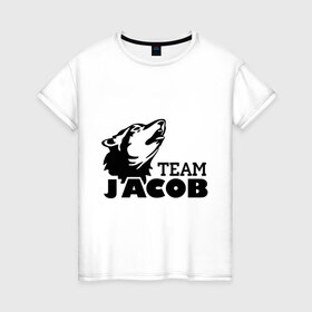 Женская футболка хлопок с принтом Jacob team logo в Петрозаводске, 100% хлопок | прямой крой, круглый вырез горловины, длина до линии бедер, слегка спущенное плечо | 