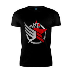 Мужская футболка премиум с принтом N7 Mass Effect в Петрозаводске, 92% хлопок, 8% лайкра | приталенный силуэт, круглый вырез ворота, длина до линии бедра, короткий рукав | n7 elite | видеоигры | играть | игроманам