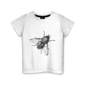 Детская футболка хлопок с принтом Назойливая муха в Петрозаводске, 100% хлопок | круглый вырез горловины, полуприлегающий силуэт, длина до линии бедер | животные | муха | назойливая | назойливая муха | прикольные картинки