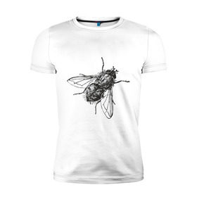 Мужская футболка премиум с принтом Назойливая муха в Петрозаводске, 92% хлопок, 8% лайкра | приталенный силуэт, круглый вырез ворота, длина до линии бедра, короткий рукав | животные | муха | назойливая | назойливая муха | прикольные картинки