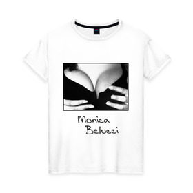 Женская футболка хлопок с принтом Моника Белуччи в Петрозаводске, 100% хлопок | прямой крой, круглый вырез горловины, длина до линии бедер, слегка спущенное плечо | monica belucci | грудь | декольте | моника | моника белучи