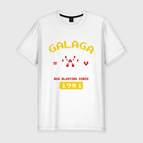Мужская футболка премиум с принтом Galaga Fighter Elite в Петрозаводске, 92% хлопок, 8% лайкра | приталенный силуэт, круглый вырез ворота, длина до линии бедра, короткий рукав | 
