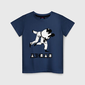 Детская футболка хлопок с принтом Дзюдо (3) в Петрозаводске, 100% хлопок | круглый вырез горловины, полуприлегающий силуэт, длина до линии бедер | дзюдо