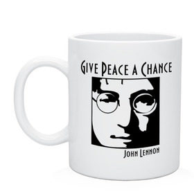Кружка с принтом John Lennon (Джон Леннон) Give Peace a Chance в Петрозаводске, керамика | объем — 330 мл, диаметр — 80 мм. Принт наносится на бока кружки, можно сделать два разных изображения | beatles | give peace a chance | john lennon | битлз | джон леннон | знаменитости | знаменитые личности | портрет