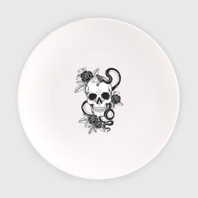 Тарелка с принтом череп роз в Петрозаводске, фарфор | диаметр - 210 мм
диаметр для нанесения принта - 120 мм | скелет