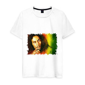 Мужская футболка хлопок с принтом Bob Marley в Петрозаводске, 100% хлопок | прямой крой, круглый вырез горловины, длина до линии бедер, слегка спущенное плечо. | reggae | боб марли | музыка | музыкант | регги