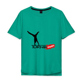 Мужская футболка хлопок Oversize с принтом Turnikman 2013 в Петрозаводске, 100% хлопок | свободный крой, круглый ворот, “спинка” длиннее передней части | workout | воркаут | тренажеры | турникмен | турникмэн