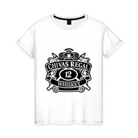 Женская футболка хлопок с принтом Chivas Regal whiskey в Петрозаводске, 100% хлопок | прямой крой, круглый вырез горловины, длина до линии бедер, слегка спущенное плечо | club | виски | для барменов | клубные