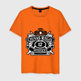 Мужская футболка хлопок с принтом Chivas Regal whiskey в Петрозаводске, 100% хлопок | прямой крой, круглый вырез горловины, длина до линии бедер, слегка спущенное плечо. | Тематика изображения на принте: club | виски | для барменов | клубные