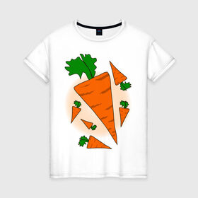 Женская футболка хлопок с принтом Carrot в Петрозаводске, 100% хлопок | прямой крой, круглый вырез горловины, длина до линии бедер, слегка спущенное плечо | 14 feb | 14 февраля | влюбленным | день святого валентина | любовь | морковка | морковь | парные