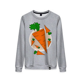 Женский свитшот хлопок с принтом Carrot в Петрозаводске, 100% хлопок | прямой крой, круглый вырез, на манжетах и по низу широкая трикотажная резинка  | Тематика изображения на принте: 14 feb | 14 февраля | влюбленным | день святого валентина | любовь | морковка | морковь | парные