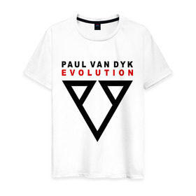 Мужская футболка хлопок с принтом Paul Van Dyk - evolution в Петрозаводске, 100% хлопок | прямой крой, круглый вырез горловины, длина до линии бедер, слегка спущенное плечо. | 