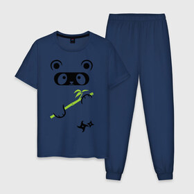 Мужская пижама хлопок с принтом Panda ninja в Петрозаводске, 100% хлопок | брюки и футболка прямого кроя, без карманов, на брюках мягкая резинка на поясе и по низу штанин
 | Тематика изображения на принте: panda | бамбуковая панда | панда ниндзя