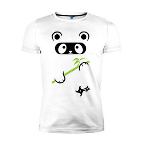 Мужская футболка премиум с принтом Panda ninja в Петрозаводске, 92% хлопок, 8% лайкра | приталенный силуэт, круглый вырез ворота, длина до линии бедра, короткий рукав | panda | бамбуковая панда | панда ниндзя