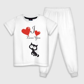 Детская пижама хлопок с принтом Люблю котёнка в Петрозаводске, 100% хлопок |  брюки и футболка прямого кроя, без карманов, на брюках мягкая резинка на поясе и по низу штанин
 | 