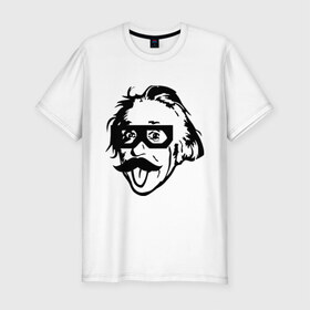Мужская футболка премиум с принтом Dubstep Einstein (Дабстеп Эйнштейн) в Петрозаводске, 92% хлопок, 8% лайкра | приталенный силуэт, круглый вырез ворота, длина до линии бедра, короткий рукав | dubstep | даб | дабстеп | эйнштейн