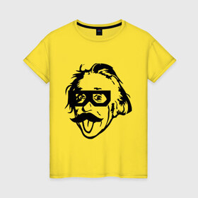 Женская футболка хлопок с принтом Dubstep Einstein (Дабстеп Эйнштейн) в Петрозаводске, 100% хлопок | прямой крой, круглый вырез горловины, длина до линии бедер, слегка спущенное плечо | dubstep | даб | дабстеп | эйнштейн