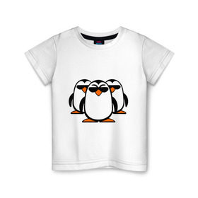 Детская футболка хлопок с принтом Банда пингвинов в Петрозаводске, 100% хлопок | круглый вырез горловины, полуприлегающий силуэт, длина до линии бедер | в очках | животные | звери | пингвины