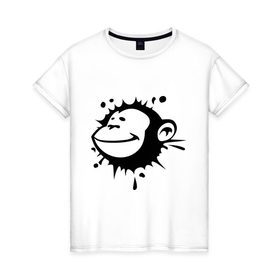 Женская футболка хлопок с принтом Monkey face. в Петрозаводске, 100% хлопок | прямой крой, круглый вырез горловины, длина до линии бедер, слегка спущенное плечо | 