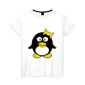 Женская футболка хлопок с принтом Пингвиночка в Петрозаводске, 100% хлопок | прямой крой, круглый вырез горловины, длина до линии бедер, слегка спущенное плечо | 