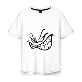 Мужская футболка хлопок Oversize с принтом Агресивный смайл в Петрозаводске, 100% хлопок | свободный крой, круглый ворот, “спинка” длиннее передней части | smile | агрессия | злость | смайл | смайлик