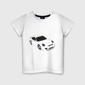 Детская футболка хлопок с принтом Porsche (порше) в Петрозаводске, 100% хлопок | круглый вырез горловины, полуприлегающий силуэт, длина до линии бедер | auto | авто | порше | тачки