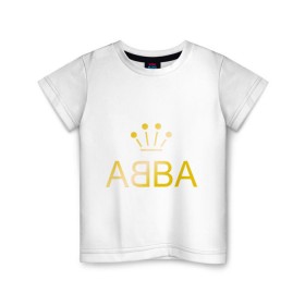 Детская футболка хлопок с принтом ABBA золото в Петрозаводске, 100% хлопок | круглый вырез горловины, полуприлегающий силуэт, длина до линии бедер | abba | абба | музыка