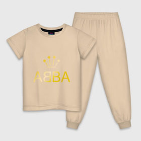 Детская пижама хлопок с принтом ABBA золото в Петрозаводске, 100% хлопок |  брюки и футболка прямого кроя, без карманов, на брюках мягкая резинка на поясе и по низу штанин
 | abba | абба | музыка