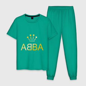 Мужская пижама хлопок с принтом ABBA золото в Петрозаводске, 100% хлопок | брюки и футболка прямого кроя, без карманов, на брюках мягкая резинка на поясе и по низу штанин
 | abba | абба | музыка