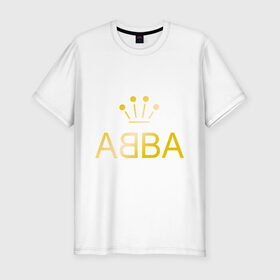 Мужская футболка премиум с принтом ABBA золото в Петрозаводске, 92% хлопок, 8% лайкра | приталенный силуэт, круглый вырез ворота, длина до линии бедра, короткий рукав | abba | абба | музыка