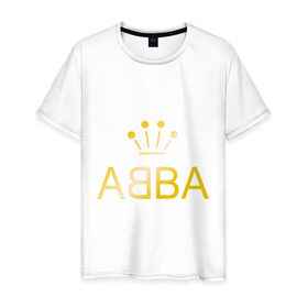 Мужская футболка хлопок с принтом ABBA золото в Петрозаводске, 100% хлопок | прямой крой, круглый вырез горловины, длина до линии бедер, слегка спущенное плечо. | abba | абба | музыка