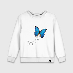 Детский свитшот хлопок с принтом Реалистичная бабочка в Петрозаводске, 100% хлопок | круглый вырез горловины, эластичные манжеты, пояс и воротник | бабочка