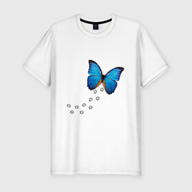 Мужская футболка премиум с принтом Реалистичная бабочка в Петрозаводске, 92% хлопок, 8% лайкра | приталенный силуэт, круглый вырез ворота, длина до линии бедра, короткий рукав | Тематика изображения на принте: бабочка