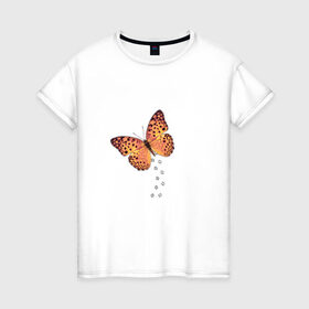 Женская футболка хлопок с принтом Реалистичная бабочка 2 в Петрозаводске, 100% хлопок | прямой крой, круглый вырез горловины, длина до линии бедер, слегка спущенное плечо | 