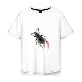 Мужская футболка хлопок Oversize с принтом Реалистичный жук в Петрозаводске, 100% хлопок | свободный крой, круглый ворот, “спинка” длиннее передней части | Тематика изображения на принте: жук | насекомые | прикол | прикольные картинки | реалистичный жук