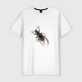 Мужская футболка премиум с принтом Реалистичный жук в Петрозаводске, 92% хлопок, 8% лайкра | приталенный силуэт, круглый вырез ворота, длина до линии бедра, короткий рукав | Тематика изображения на принте: жук | насекомые | прикол | прикольные картинки | реалистичный жук