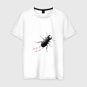 Мужская футболка хлопок с принтом Реалистичный жук 2 в Петрозаводске, 100% хлопок | прямой крой, круглый вырез горловины, длина до линии бедер, слегка спущенное плечо. | Тематика изображения на принте: животные | жук | жуки | насекомые