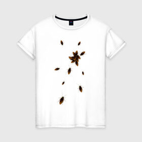 Женская футболка хлопок с принтом Тараканы в Петрозаводске, 100% хлопок | прямой крой, круглый вырез горловины, длина до линии бедер, слегка спущенное плечо | животные | насекомые | таракан | тараканы