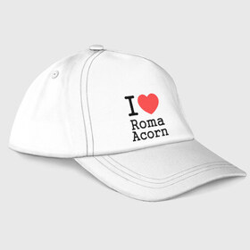 Бейсболка с принтом I love Roma Acorn в Петрозаводске, 100% хлопок | классический козырек, металлическая застежка-регулятор размера | i love roma acorn | интернет приколы | рома жёлудь