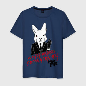 Мужская футболка хлопок с принтом Rabbit misfits в Петрозаводске, 100% хлопок | прямой крой, круглый вырез горловины, длина до линии бедер, слегка спущенное плечо. | misfits