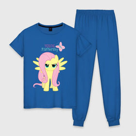 Женская пижама хлопок с принтом Naughty Fluttershy в Петрозаводске, 100% хлопок | брюки и футболка прямого кроя, без карманов, на брюках мягкая резинка на поясе и по низу штанин | fluttershy | naughty | naughty fluttershy | pony | мой маленький пони | пони